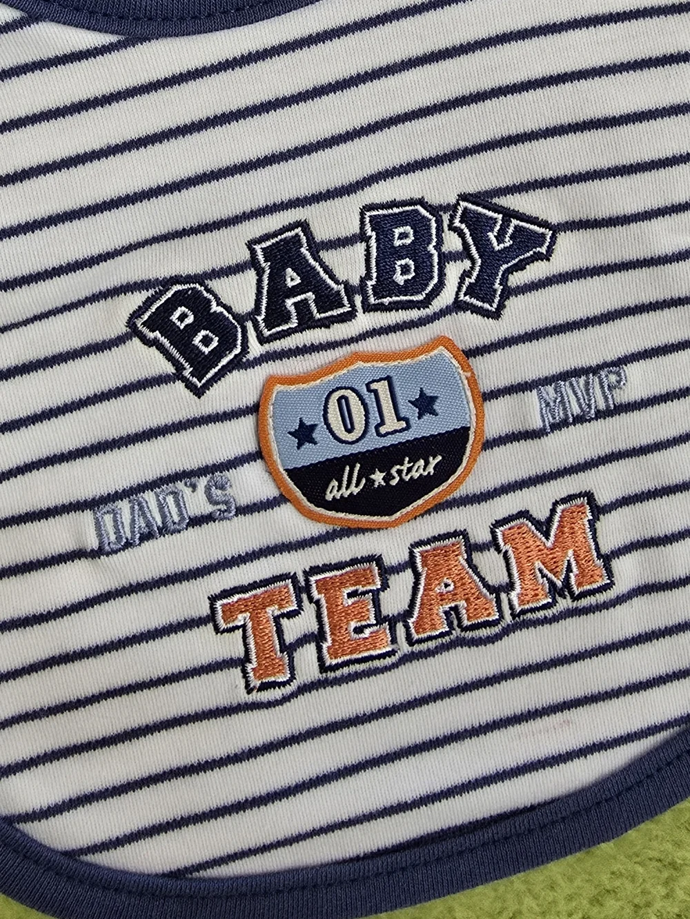 NWT  BOYS  GO TEAM BABY - Sports  BIB FOOTBALL + BASEBALL -  Blue Striped (12+)